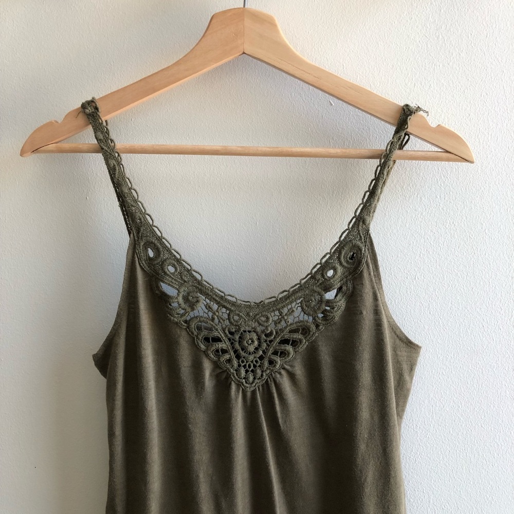 Green Cotton Dress with Decorative Front Detail